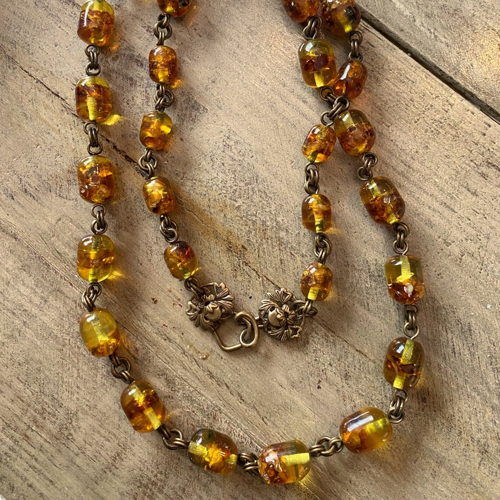 Stephen Dweck signed amber necklace